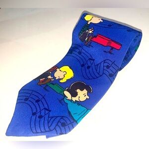Peanuts Vintage 1950s 100% Silk Tie music theme Blue